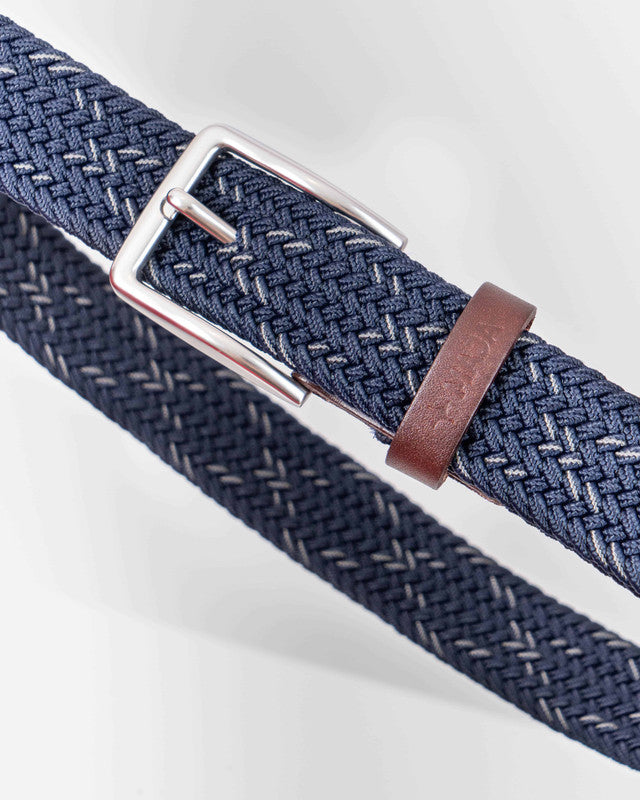 MAJA® Woven Belt, Blue and Brown, back view, versatile use