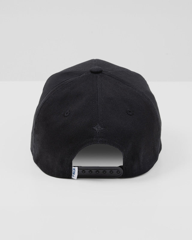 MAJA® Emblem Snapback Cap, Black, back view, Cotton, sun protection and casual style