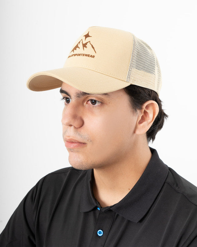 Khaki Orizaba Emblem Trucker Cap, Khaki, front view, Nylon, sun protection and casual style