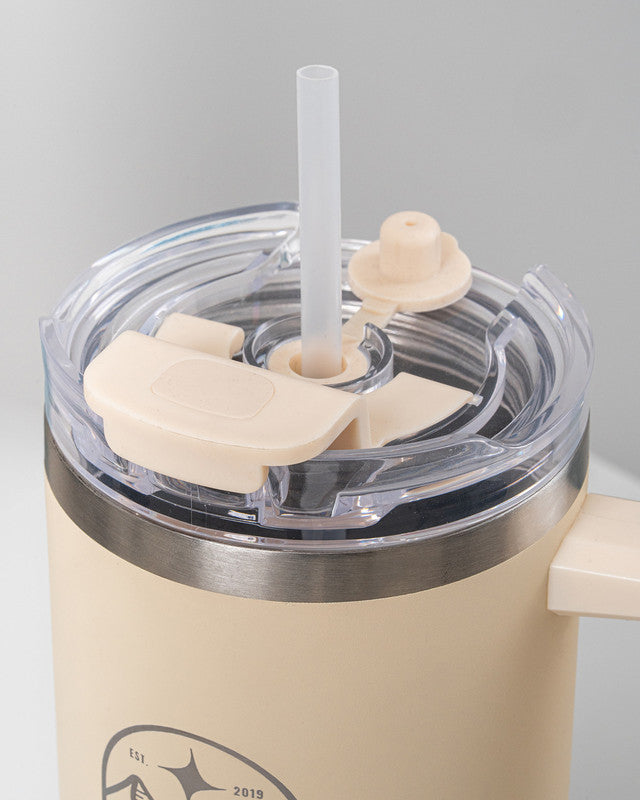 Horizonte Emblem 40 oz Drinkware Tumbler, Khaki, detail, keeps your drink at the ideal temperature