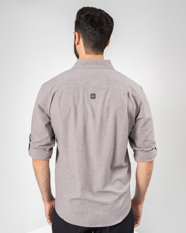 Paz Casual Shirt, Gray, back view, Regular fit, Polyester, with 4-way stretch fabric, ideal for office