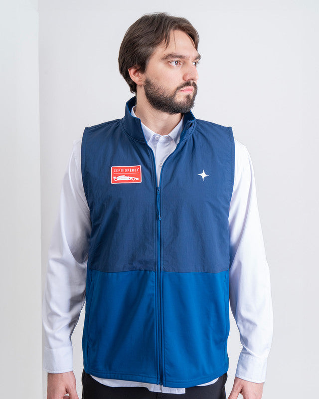 Monaco Vest, Navy Blue, front view, Relaxed fit, Polyester, with 4-way stretch fabric, perfect for casual wear or training