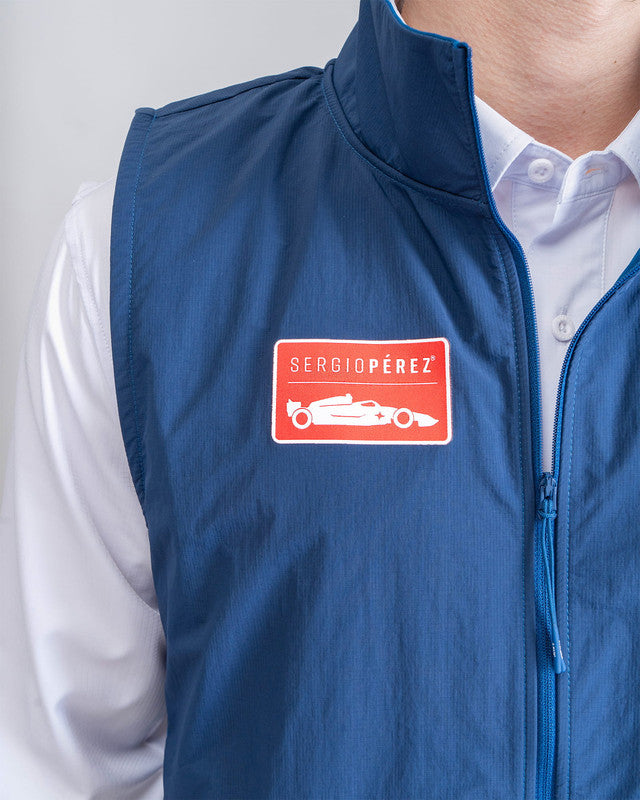 Monaco Vest, Navy Blue, side view, Relaxed fit, Polyester, with 4-way stretch fabric, perfect for casual wear or training