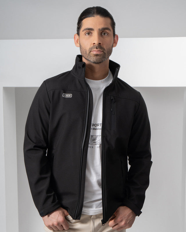 Abisal Softshell Jacket, Black, back view, Relaxed fit, Polyester, perfect for casual wear or training