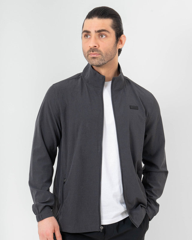 MAJA® Lightweight Jacket, Black, front view, Relaxed fit, Polyester, with 4-way stretch fabric, perfect for casual wear or training