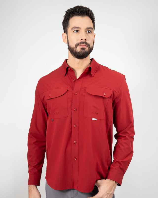 MAJA® Outdoor Signature Shirt, Tinto, front view, Relaxed fit, Polyester, with ripstop, ideal for office