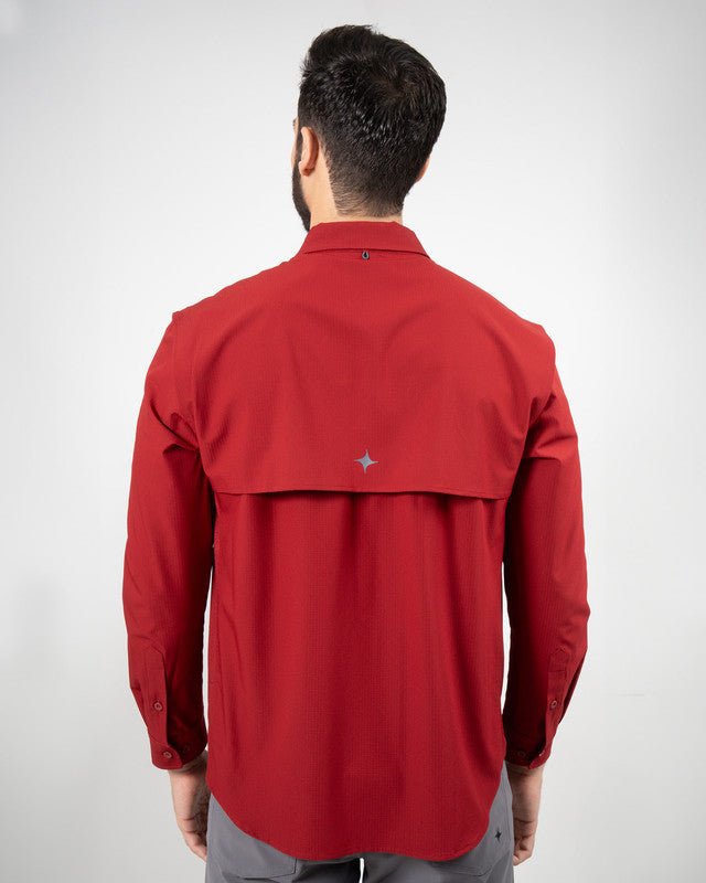MAJA® Outdoor Signature Shirt, Tinto, back view, Relaxed fit, Polyester, with ripstop, ideal for office