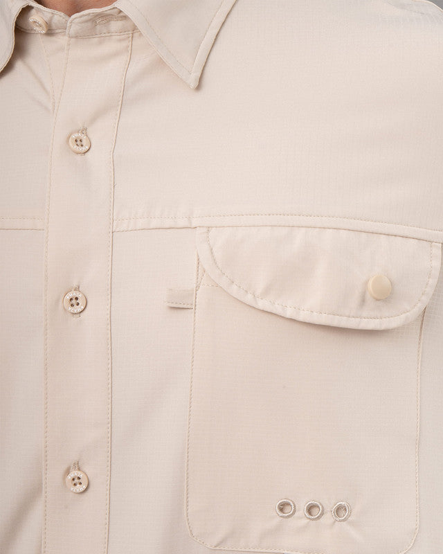 MAJA® Outdoor Signature Shirt, Khaki claro, side view, Relaxed fit, Polyester, with ripstop, ideal for office