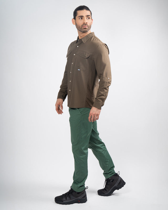 MAJA® Outdoor Signature Shirt, Brown, detail, Relaxed fit, Polyester, with ripstop, ideal for office