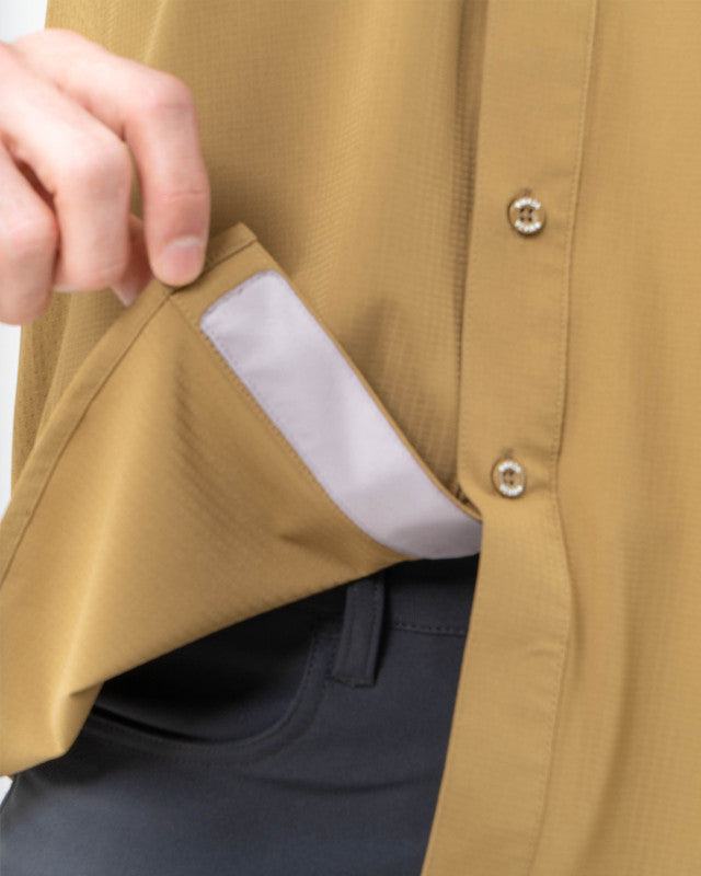 MAJA® Outdoor Signature Shirt, Brown, detail, Relaxed fit, Polyester, with ripstop, ideal for office