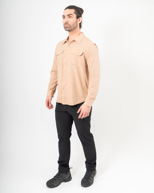 Camisa MAJA® Outdoor Signature, Khaki, detalle, fit Relajado, Poliéster, con Tela antidesgarro, ideal para oficina