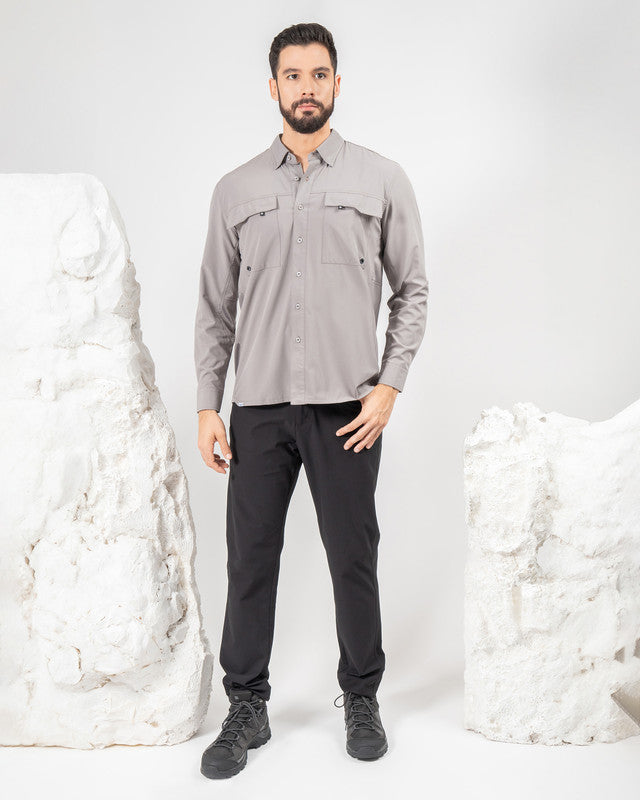 MAJA® Outdoor Team Shirt, Gray, detail, Relaxed fit, Polyester, with ripstop, ideal for office