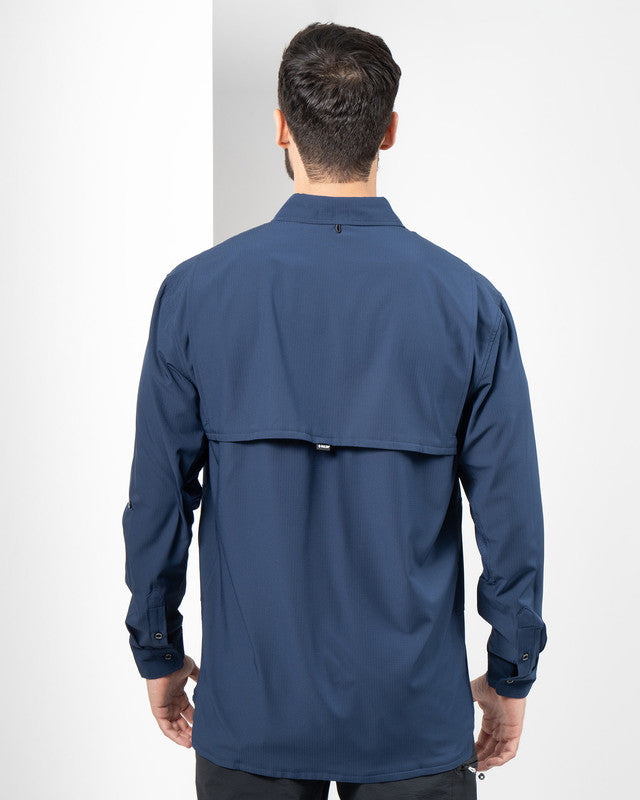 MAJA® Outdoor Team Shirt, Navy Blue, back view, Relaxed fit, Polyester, with ripstop, ideal for office