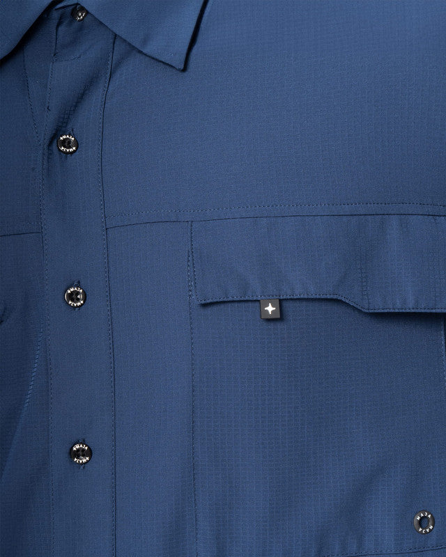MAJA® Outdoor Team Shirt, Navy Blue, side view, Relaxed fit, Polyester, with ripstop, ideal for office