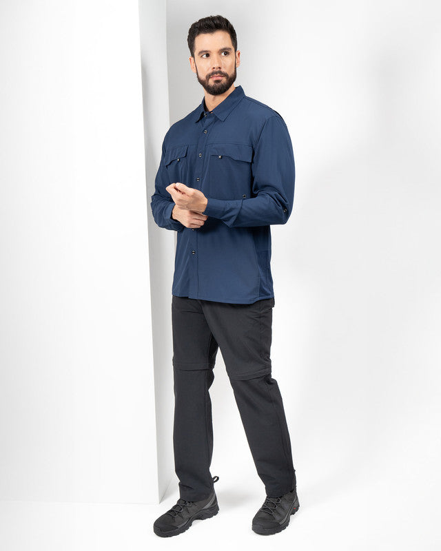 MAJA® Outdoor Team Shirt, Navy Blue, detail, Relaxed fit, Polyester, with ripstop, ideal for office
