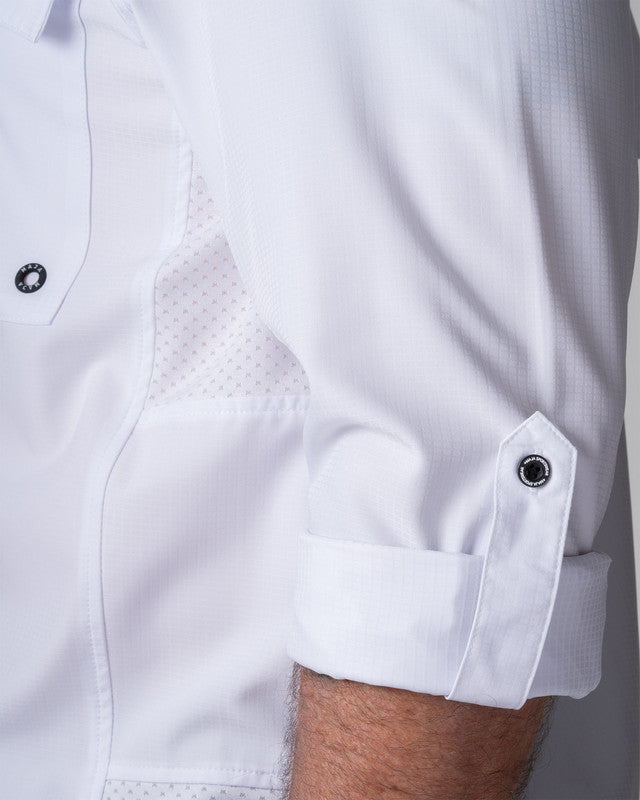 MAJA® Outdoor Team Shirt, White, detail, Relaxed fit, Polyester, with ripstop, ideal for office