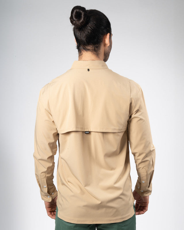 MAJA® Outdoor Team Shirt, Khaki, back view, Relaxed fit, Polyester, with ripstop, ideal for office