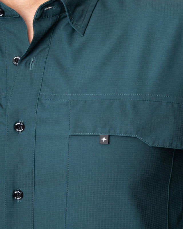 MAJA® Outdoor Team Shirt, Verde oscuro, side view, Relaxed fit, Polyester, with ripstop, ideal for office