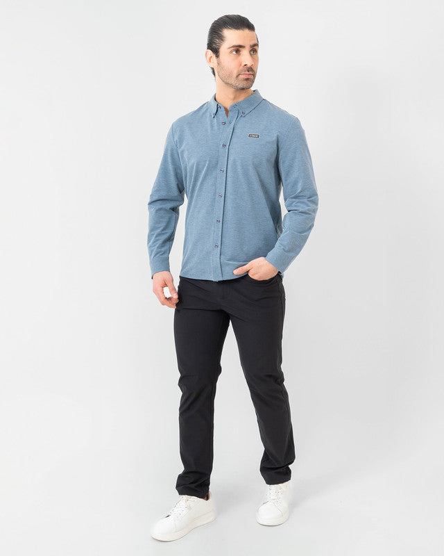 MAJA® Oxford Shirt, Blue, detail, Slim fit, Polyester, with 4-way stretch fabric, ideal for office