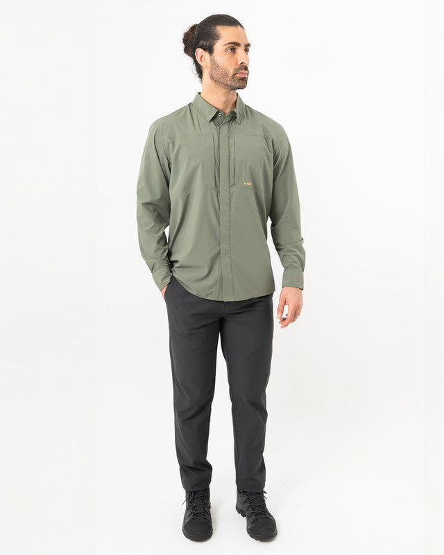 Pacífica Shirt, Olive green, detail, Relaxed fit, Polyester, with 4-way stretch fabric, ideal for office