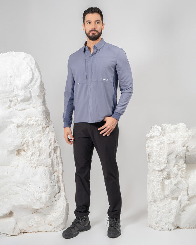 Navío Outdoor Shirt, Gray, detail, Relaxed fit, Polyester, ideal for office