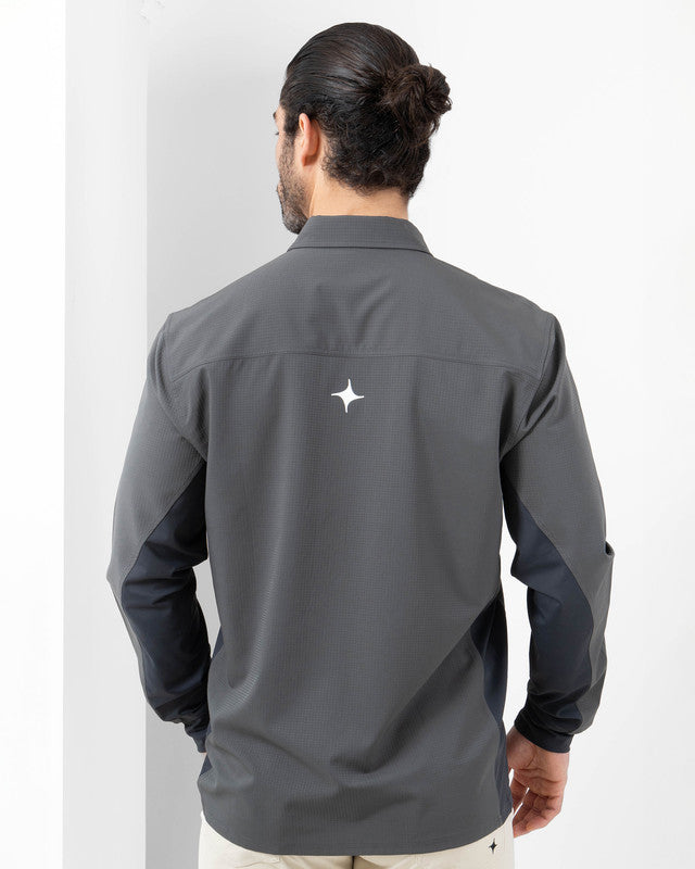 Navío Outdoor Shirt, Gris ceniza, back view, Relaxed fit, Polyester, ideal for office