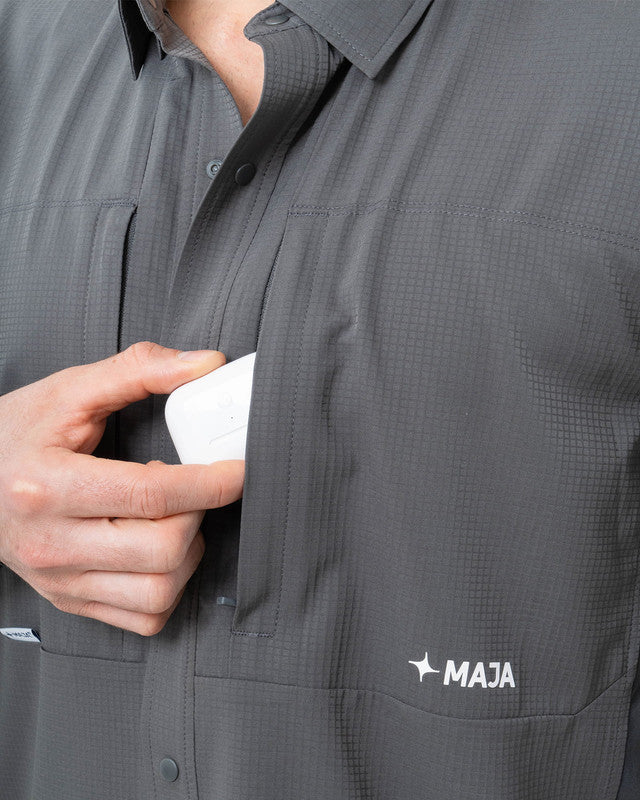 Navío Outdoor Shirt, Gris ceniza, detail, Relaxed fit, Polyester, ideal for office