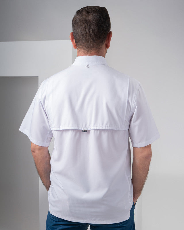 MAJA® Outdoor Team Shirt, White, back view, Relaxed fit, Polyester, with ripstop, ideal for office