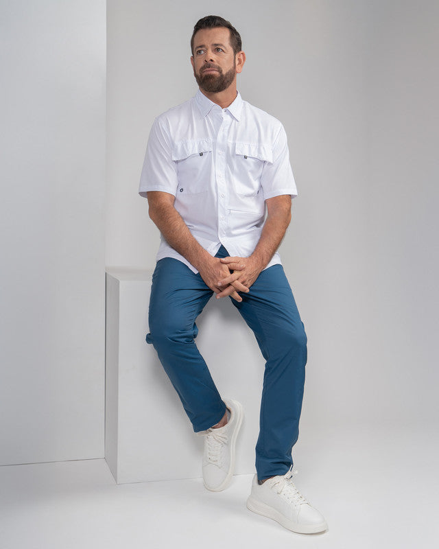 MAJA® Outdoor Team Shirt, White, detail, Relaxed fit, Polyester, with ripstop, ideal for office