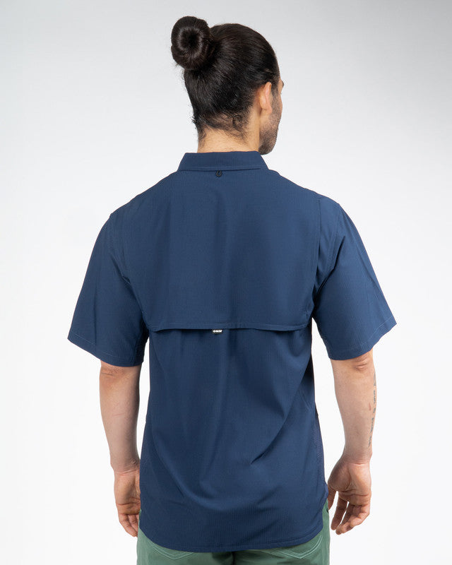 MAJA® Outdoor Team Shirt, Navy Blue, back view, Relaxed fit, Polyester, with ripstop, ideal for office