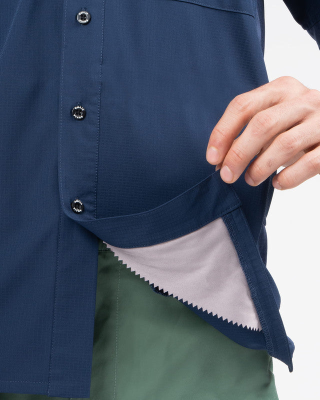 MAJA® Outdoor Team Shirt, Navy Blue, detail, Relaxed fit, Polyester, with ripstop, ideal for office