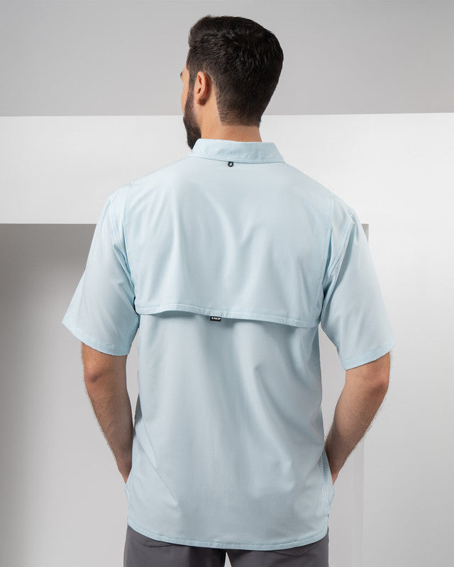 MAJA® Outdoor Team Shirt, Sky Blue, back view, Relaxed fit, Polyester, with ripstop, ideal for office