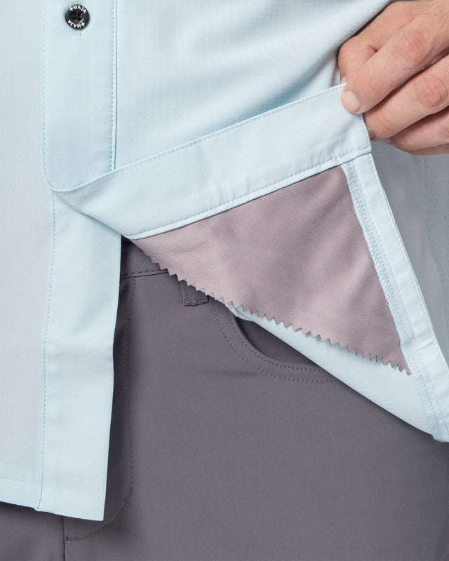 MAJA® Outdoor Team Shirt, Sky Blue, detail, Relaxed fit, Polyester, with ripstop, ideal for office