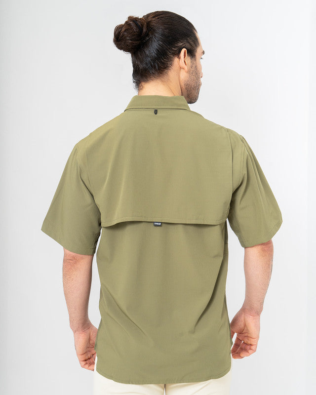 MAJA® Outdoor Team Shirt, Olive green, back view, Relaxed fit, Polyester, with ripstop, ideal for office