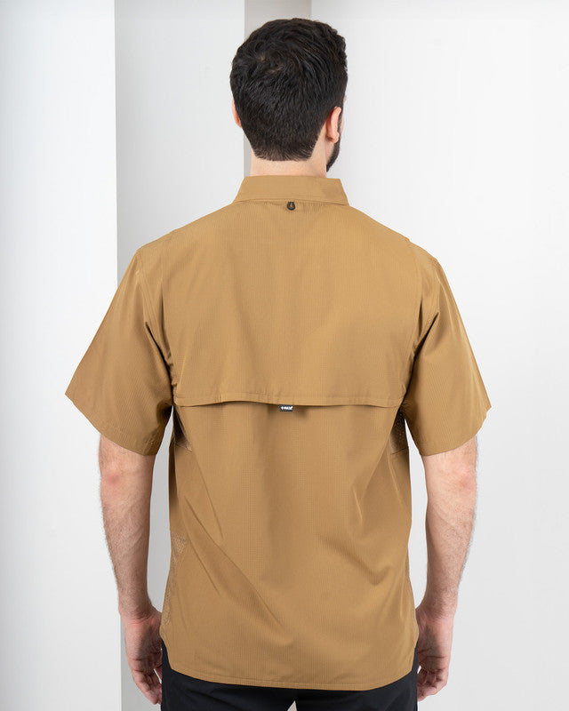 MAJA® Outdoor Team Shirt, Brown, back view, Relaxed fit, Polyester, with ripstop, ideal for office