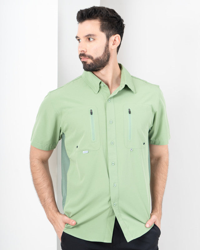 Bahía Outdoor Shirt, Verde pálido, front view, Relaxed fit, Polyester, ideal for office