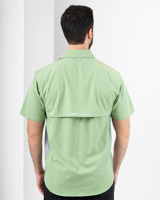 Bahía Outdoor Shirt, Verde pálido, back view, Relaxed fit, Polyester, ideal for office