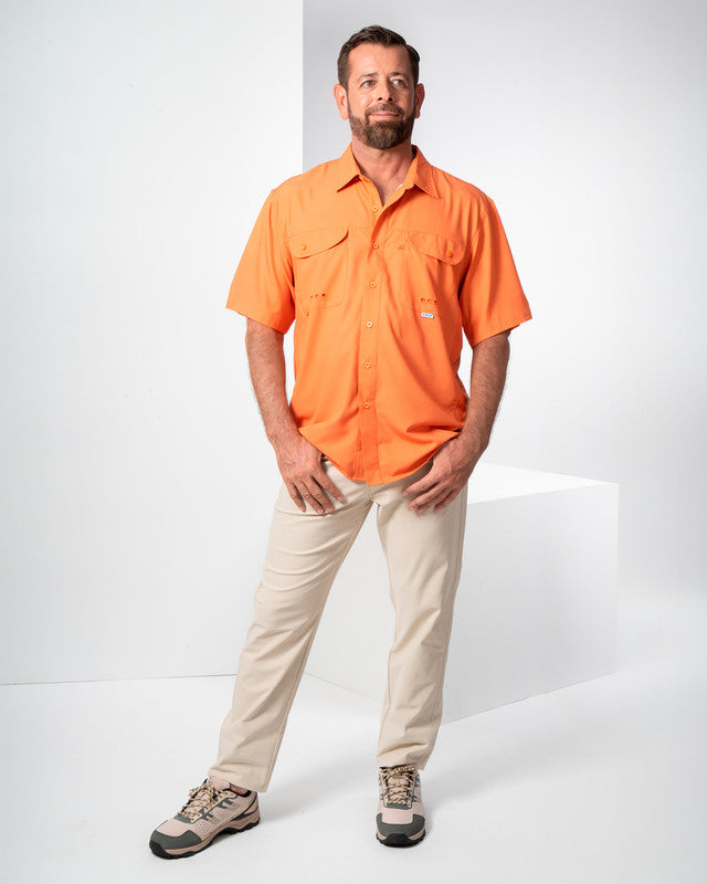 MAJA® Outdoor Signature Shirt, Orange, detail, Relaxed fit, Polyester, with ripstop, ideal for office