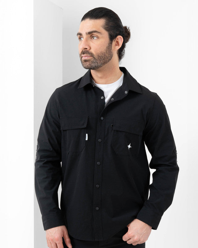 Tropa Overshirt, Black, front view, Regular fit, Polyamide, with water-repellent, ideal for office