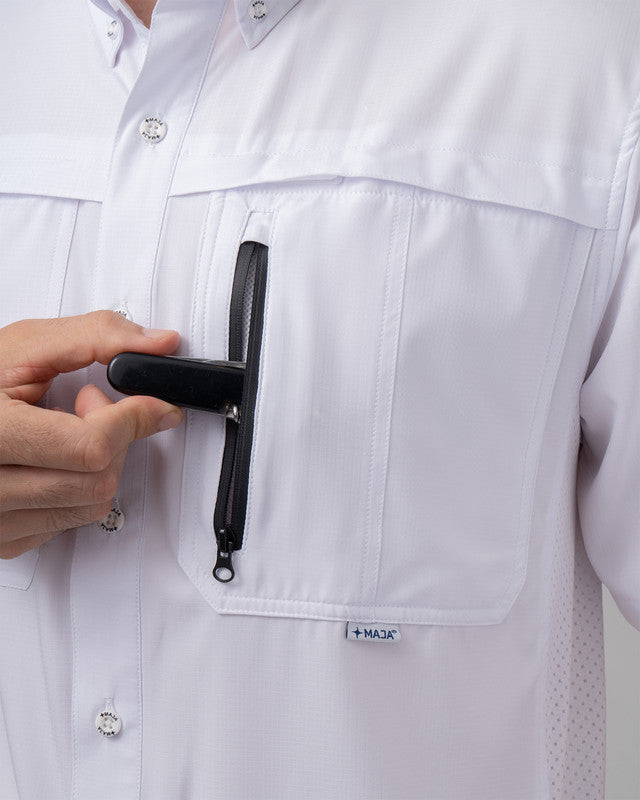 Tripulante Shirt, White, side view, Regular fit, Polyester, ideal for office