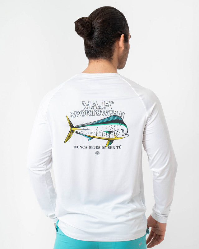 Performance Long Sleeve, White, back view, Relaxed fit, Polyester, versatile use