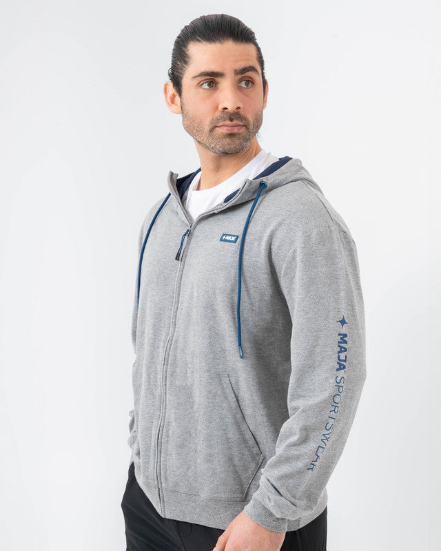 MAJA® Boreal Hoodie, Gray, front view, Slim fit, Polyester, with breathable, great for cold weather