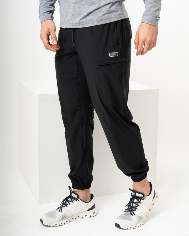 MAJA® Active Sendero Jogger Pants, Black, front view, Slim fit, Polyamide, with 4-way stretch fabric, versatile use