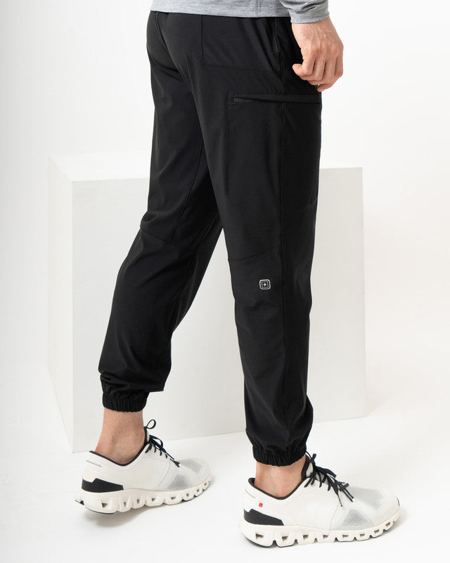 MAJA® Active Sendero Jogger Pants, Black, back view, Slim fit, Polyamide, with 4-way stretch fabric, versatile use