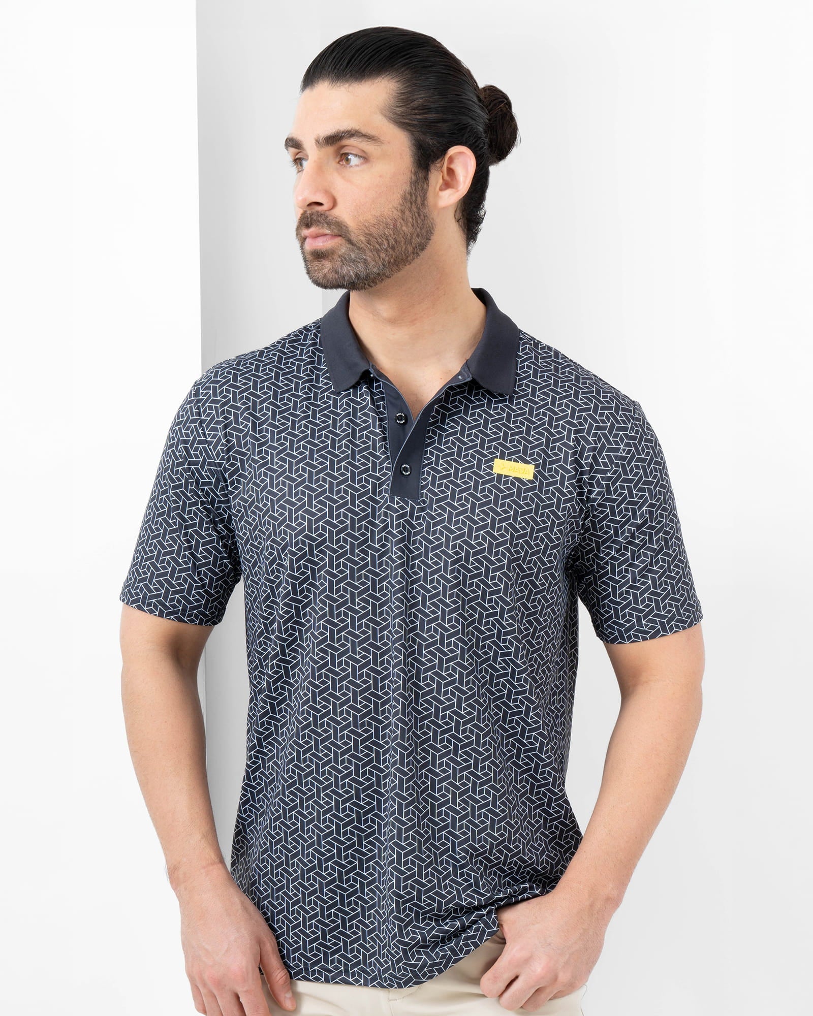 MAJA® Polo, Artesanía negro, front view, Regular fit, Polyester, with UPF 50, versatile use