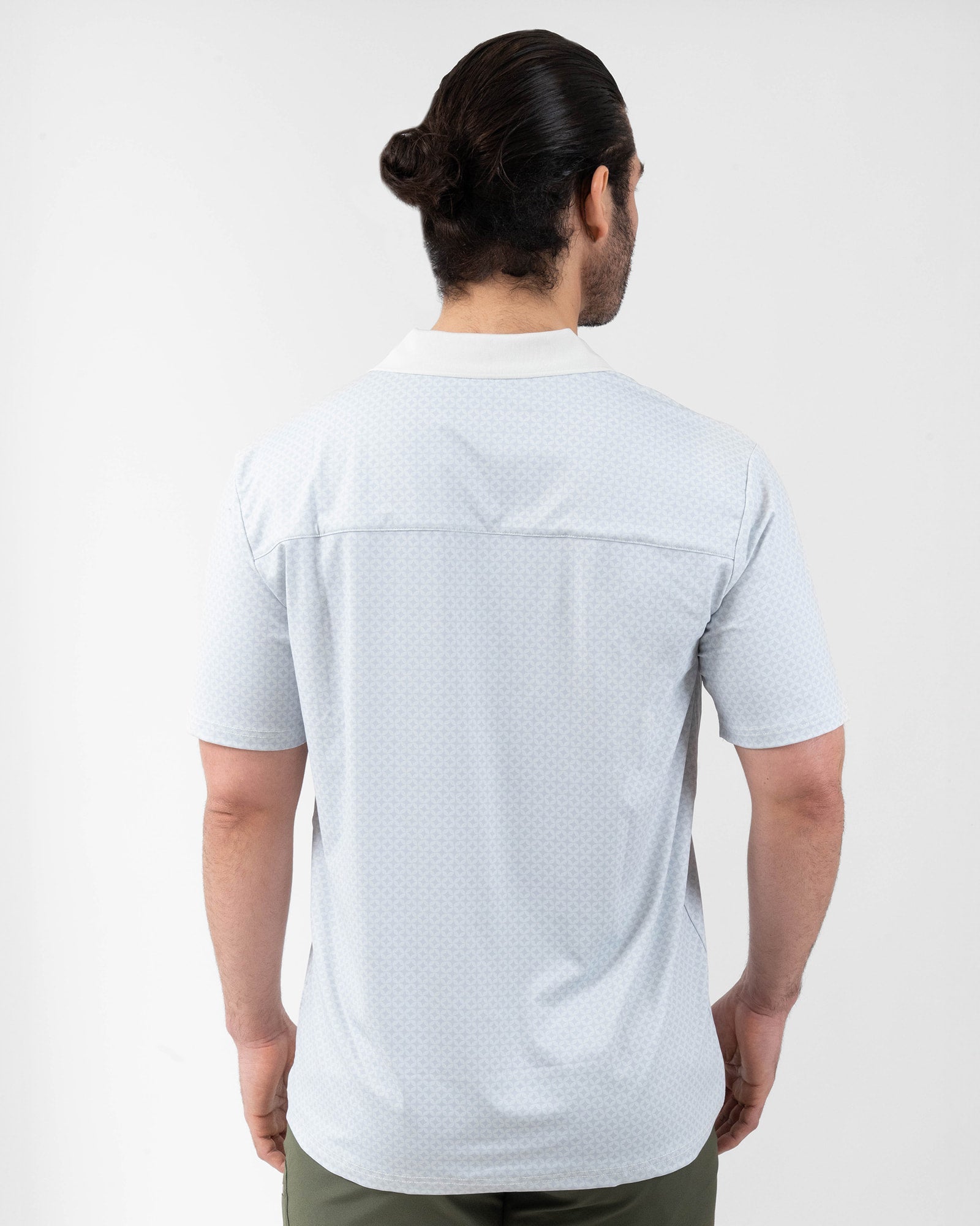 MAJA® Polo, Patrón nube blanco, back view, Regular fit, Polyester, with UPF 50, versatile use