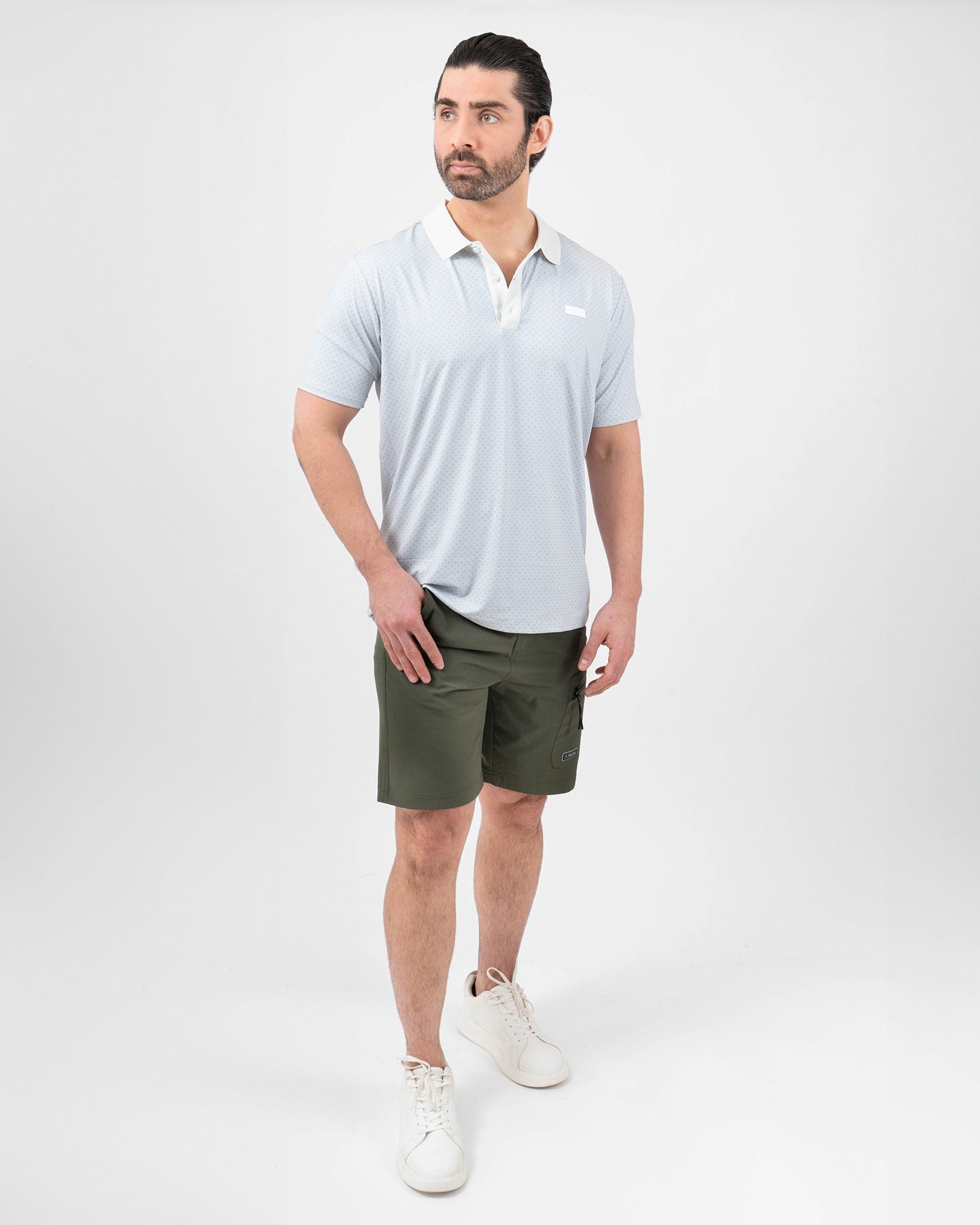 MAJA® Polo, Patrón nube blanco, detail, Regular fit, Polyester, with UPF 50, versatile use