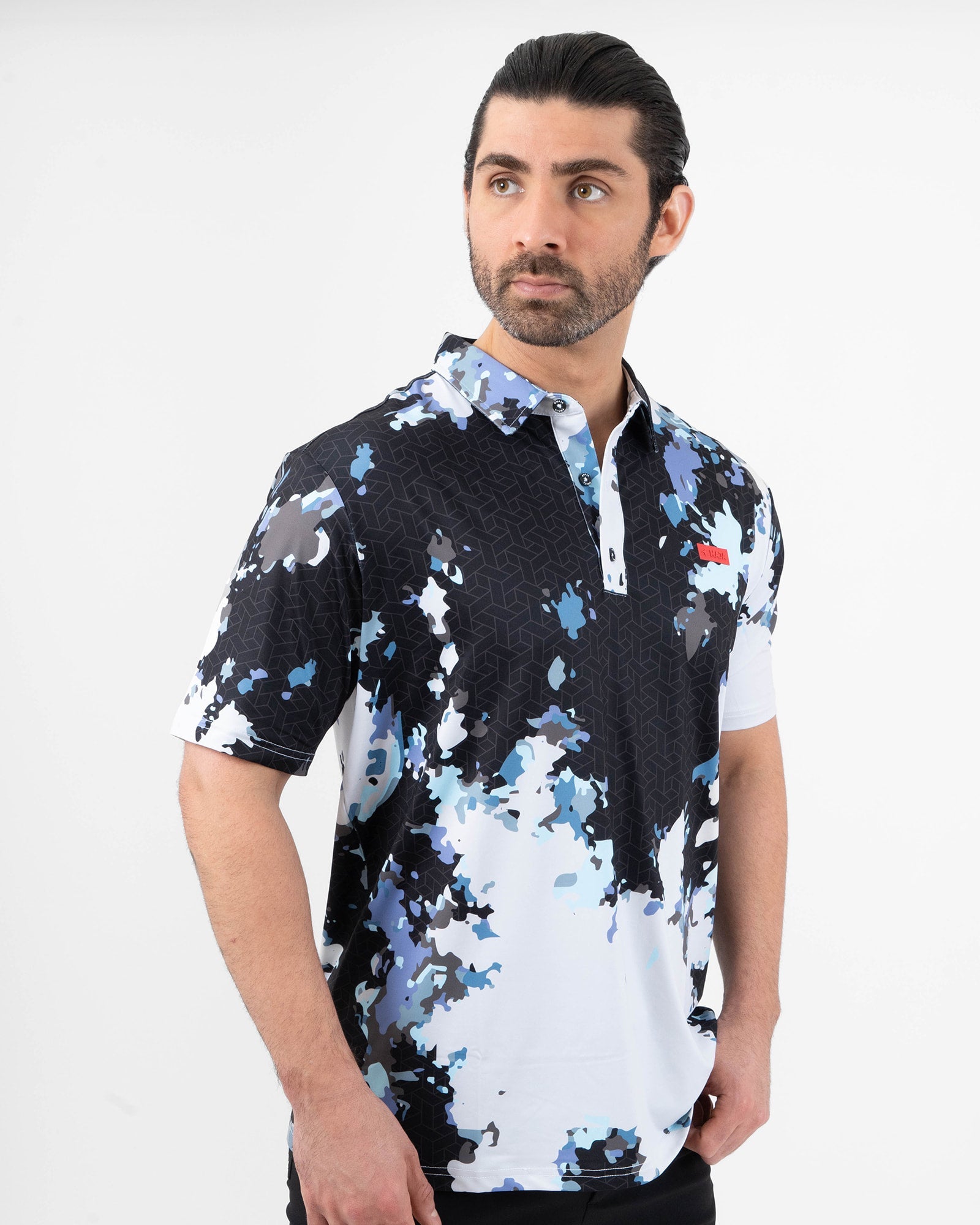 MAJA® Polo, Patrón tundra, front view, Regular fit, Polyester, with UPF 50, versatile use