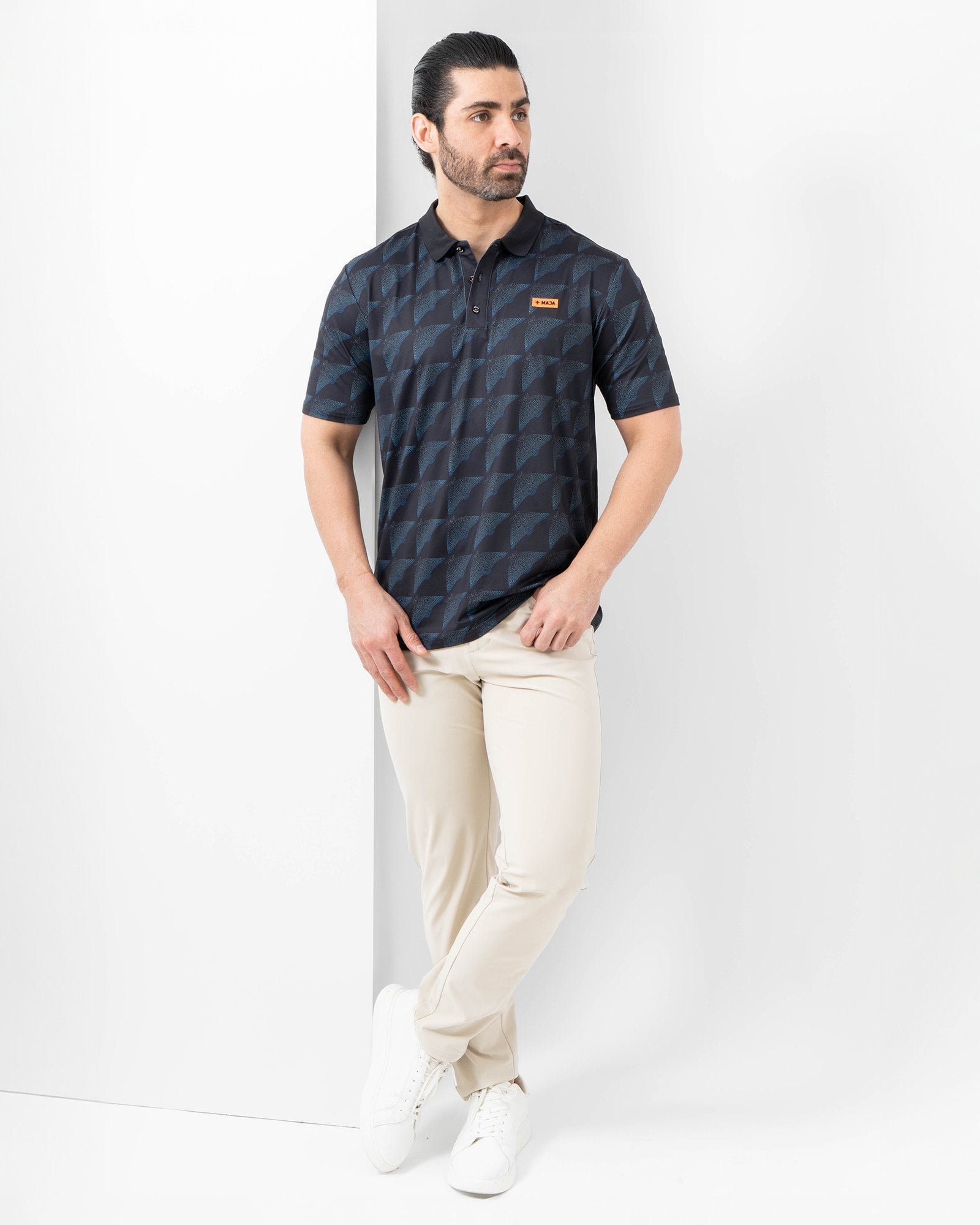 MAJA® Polo, Patrón mantarraya, detail, Regular fit, Polyester, with UPF 50, versatile use