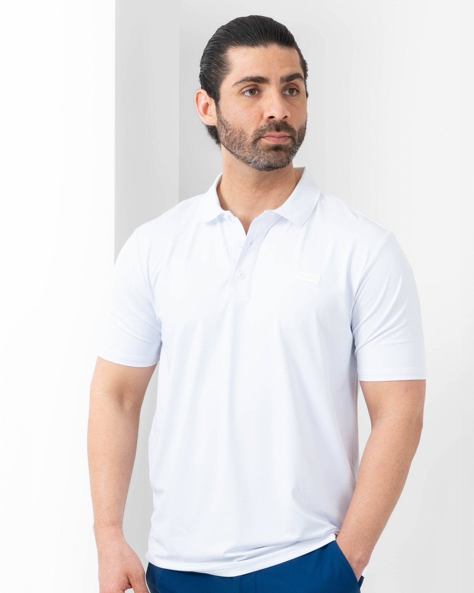MAJA® Polo, White, front view, Regular fit, Polyester, with UPF 50, versatile use